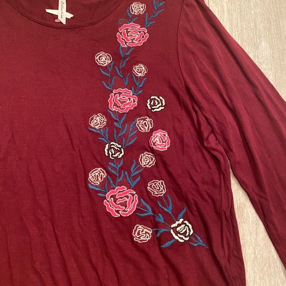 NY COLLECTION beautiful long bell sleeve embroidered blouse size XL - Picture 5 of 12